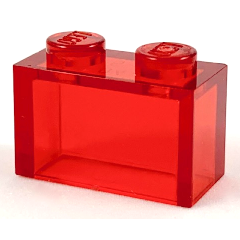 Steen 1x2 zonder onder buis Trans Red